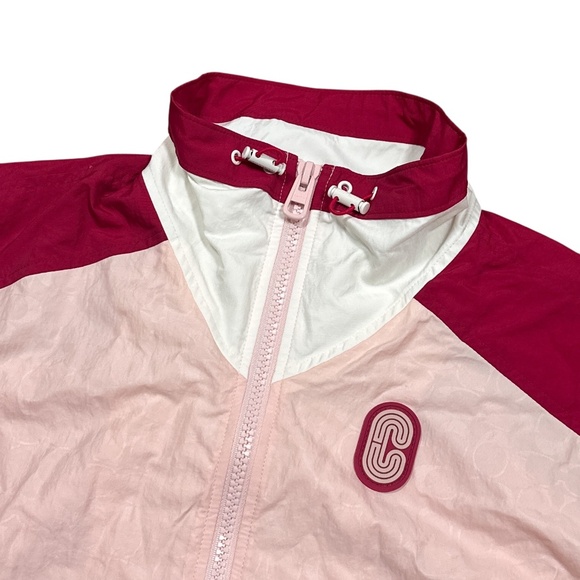Coach Colorblock Signature Monogram Windbreaker Pink Jacket Womens Medium - Picture 3 of 10